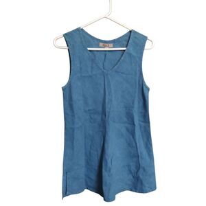 Flax Women's Size Small Linen Chambray Sleeveless Tank Top Shirt